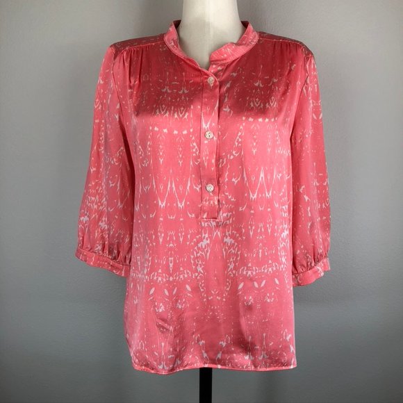 Parker Mandarin Collar Silk Charmeuse Tunic Top